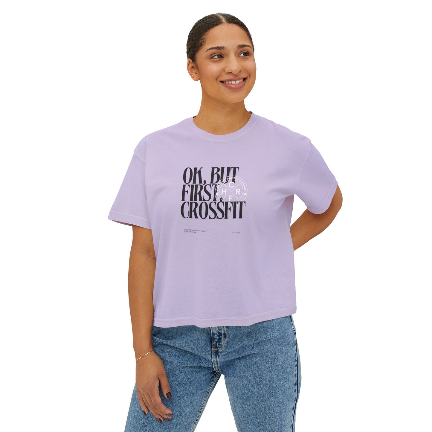 COACH But First CrossFit Boxy Tee