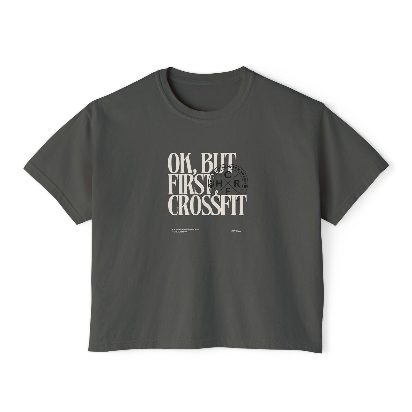 COACH But First CrossFit Boxy Tee