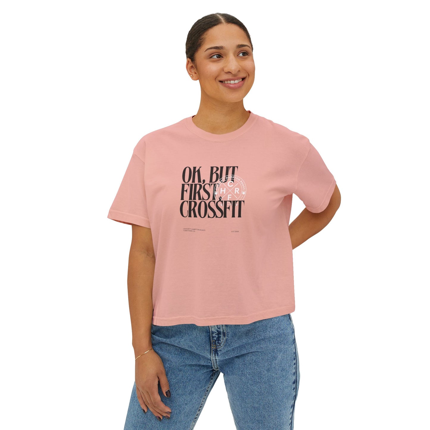 COACH But First CrossFit Boxy Tee
