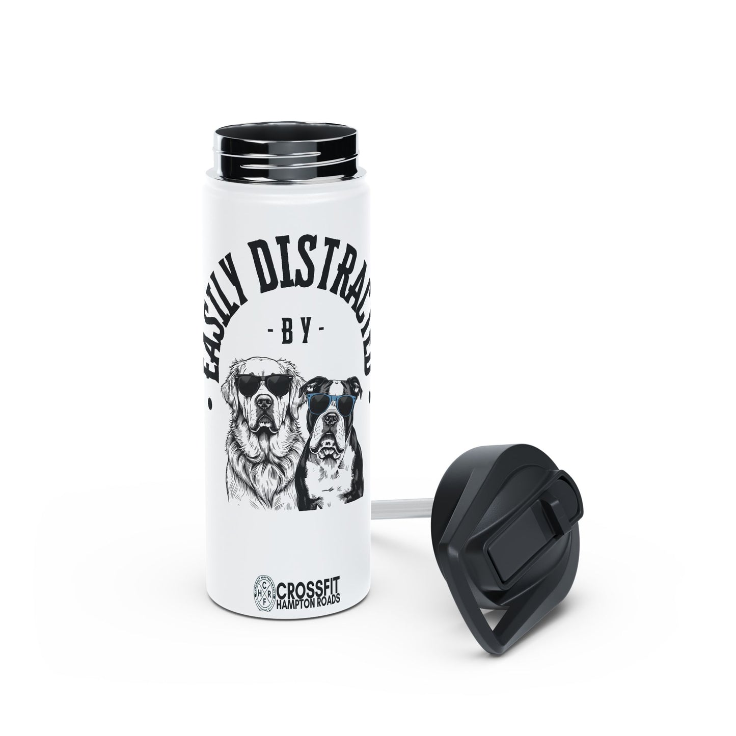 Easily Distracted Stainless Steel Water Bottle, Standard Lid