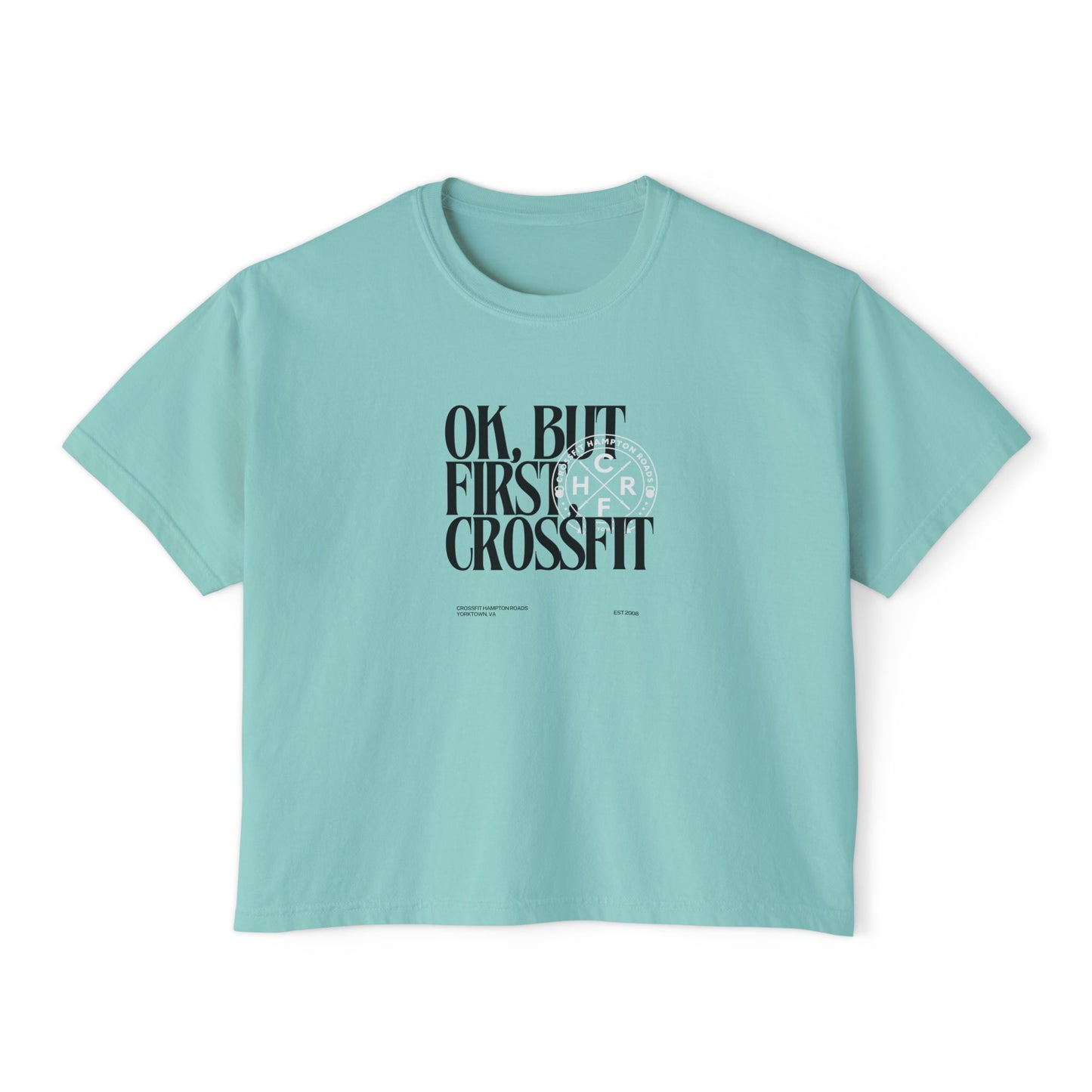 COACH But First CrossFit Boxy Tee