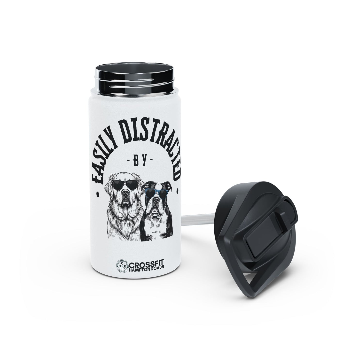 Easily Distracted Stainless Steel Water Bottle, Standard Lid